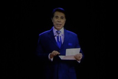 Holograma de Silvio Santos exibido na cerimônia de lançamento do SBT News, em São Paulo -  (crédito: Rogério Pallatta/SBT)