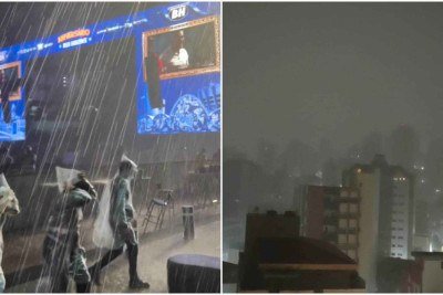 Ao longo da madrugada, algumas avenidas de BH tiveram que ser interditadas devido ao risco de transbordamento -  (crédito: Redes Sociais / Reprodução - Benny Cohen / EM / D.A Press)