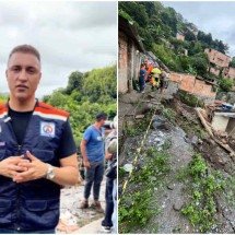 Prefeito anuncia R$ 10 milhões em obras em rua onde ocorreu deslizamento - Imagem: Redes Sociais + Corpo de Bombeiros/Reprodução