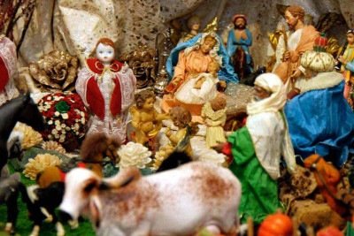 Antes exibida em casa, a manjedoura montada pelo casal de professores está hoje na Igreja Nossa Senhora do Rosário dos Homens Pretos
 -  (crédito: Jair Amaral/EM/D.A Press)