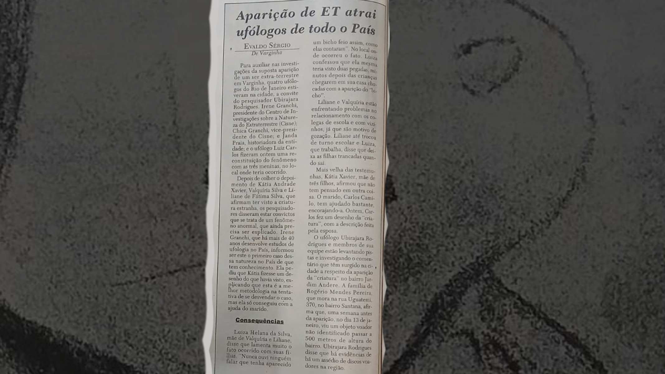 Estado de Minas, 4/2/96: quatro ufólogos do Rio de Janeiro foram convidados por Ubirajara Rodrigues a entrar no caso | 30 anos do ET de Varginha-Arquivo Estado de Minas