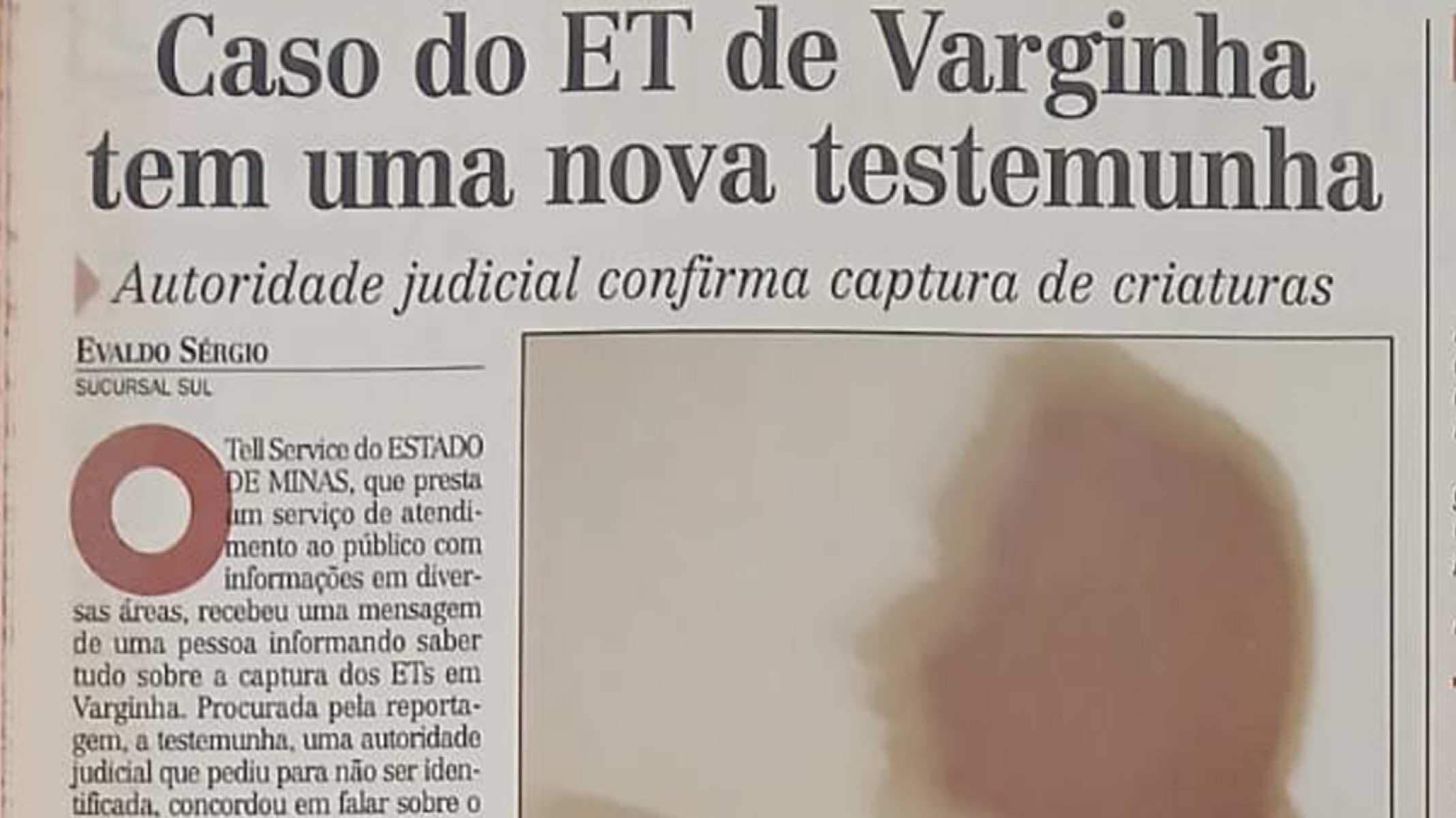 Estado de Minas, 31/5/96: telefonema para a redação do EM feito por 