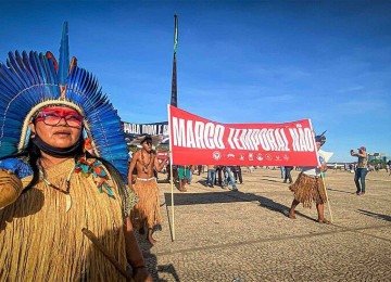 Manifestação indígena em Brasília contra o marco temporal -  (crédito: Revista Amazônia)