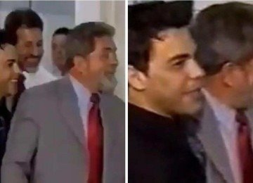 Zezé di Camargo acompanhou Lula em visita à sede do PT, após as eleições de 2002 -  (crédito: Reprodução)