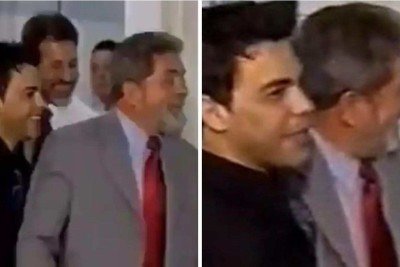 Zezé di Camargo acompanhou Lula em visita à sede do PT, após as eleições de 2002 -  (crédito: Reprodução)