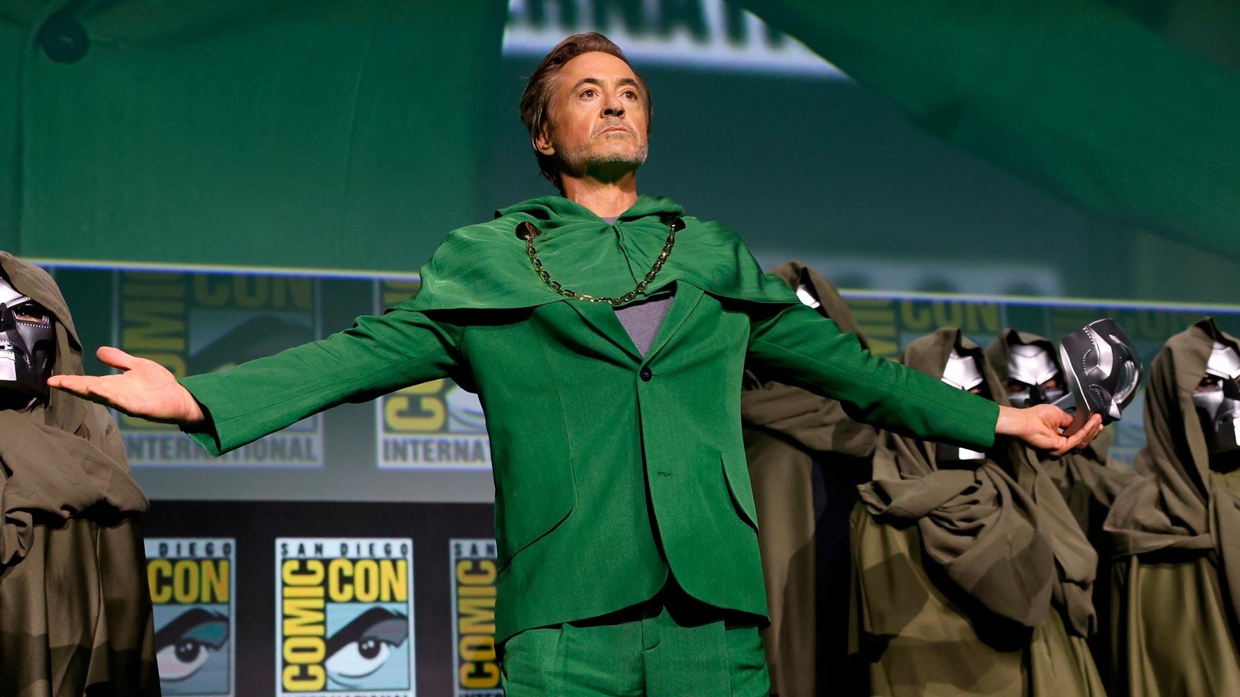 Robert Downey Jr. em evento da Marvel, refor&ccedil;a a aposta em filmes de super-her&oacute;is para as telonas nos pr&oacute;ximos anos. -  (crédito: Divulga&ccedil;&atilde;o)