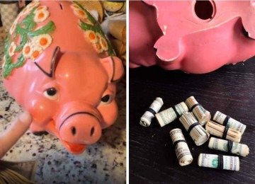 Cofrinho comprado em brehó tinha quase R$ 10 mil -  (crédito: Reprodução / TikTok)