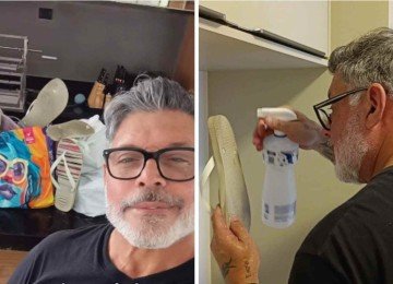 Alexandre Frota recolheu pares de chinelos descartados para fazer doa&ccedil;&otilde;es -  (crédito: Redes sociais/reprodu&ccedil;&atilde;o)