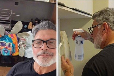 Alexandre Frota recolheu pares de chinelos descartados para fazer doa&ccedil;&otilde;es -  (crédito: Redes sociais/reprodu&ccedil;&atilde;o)