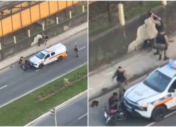 Ocorrência foi registrada na avenida Presidente Juscelino Kubitschek, na altura do Bairro Benfica, na Zona Norte da cidade -  (crédito: Redes sociais/Reprodução)