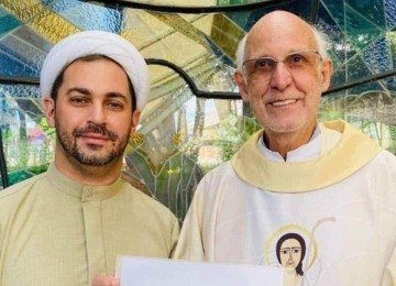 Sheik muçulmano Rodrigo Jalloul e o padre Júlio Lancelotti -  (crédito: Redes sociais / reprodução)