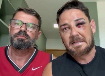 Casal de turistas foi agredido em Porto de Galinhas (PE) por causa de divergência de preços por aluguel de cadeiras de praia -  (crédito: Reprodução/Redes sociais)