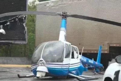 Aeronave ficou danificada ap&oacute;s o pouso emergencial -  (crédito: Reprodu&ccedil;&atilde;o redes sociais)