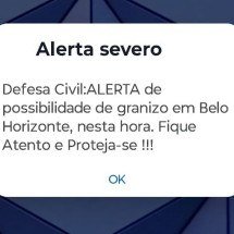BH está sob alerta severo para granizo nesta terça-feira (30/12) - Reprodução