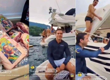 Empresário dá picanha em Angra e diz ser presente de Flávio Bolsonaro; vídeo -  (crédito: Platobr Politica)