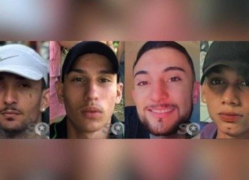 Da esquerda para direita: Bruno Maximo da Silva, Guilherme Macedo de Almeida, Daniel Luiz da Silveira e Pedro Henrique Prado de Oliveira, desaparecidos em SC -  (crédito: Reprodução/PCSC)