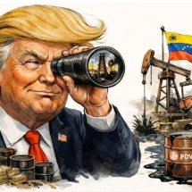 Trump mira maior reserva  de petróleo do mundo - arte sobre foto/afp