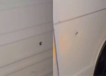 Foram encontradas marcas de tiro no baú e na porta do motorista do caminhão -  (crédito: Reprodução/Redes sociais)