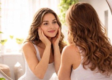 Mulher se olha no espelho; autoestima não se constrói no olhar do outro -  (crédito: Imagem gerada por inteligência artificial/Acervo Estado de Minas)