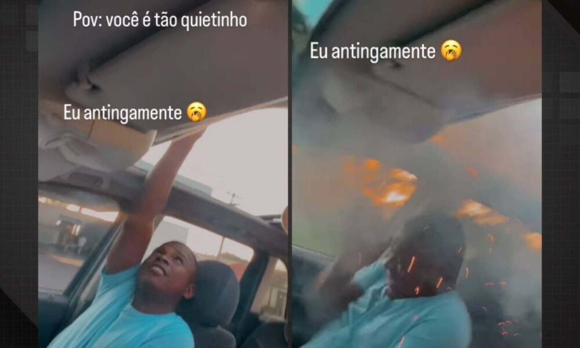Homem solta rojão por teto solar e fogos explodem dentro do carro - Instagram/ Reprodu&ccedil;&atilde;o