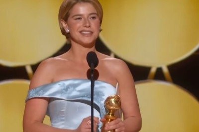 A atriz Jessie Buckley venceu o Globo de Ouro de Melhor Atriz em Drama pelo filme ‘Hamnet: A Vida Antes de Hamlet’, que, por sinal, levou o prêmio de Melhor Filme de Drama. O filme produzido por Steven Spielberg tem direção de Chloé Zhao.  -  (crédito:  Reprodução TV Globo)