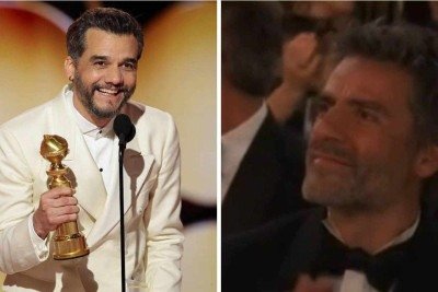 Internautas discutem se Oscar Isaac gostou ou não da vitória de Wagner Moura no Globo de Ouro -  (crédito: Golden Globes / reprodução)