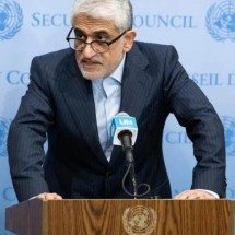 Embaixador do Irã na ONU, Amir Saeid Iravani, em evento na sede da organização, em Nova York -  (crédito: AFP)