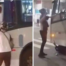 Vídeo: motorista de ônibus arrasta moto após discussão de trânsito - Redes sociais / reprodução