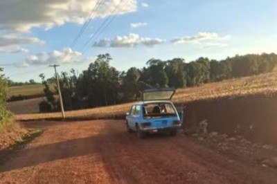 Um enxame de abelhas deixou três pessoas feridas no município de Novo Machado, no noroeste do Rio Grande do Sul, no dia 12 de janeiro. Segundo os bombeiros, elas estavam dentro de um carro quando foram atacadas. -  (crédito: reprodução TV Globo)