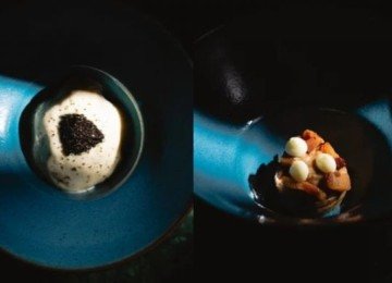 O doce do creme de banana vai perdendo intensidade com a chegada do salgado e defumado do guanciale, em peda&ccedil;os bem crocantes, e do creme de pecorino e parmes&atilde;o -  (crédito: Laura Dicker/Divulga&ccedil;&atilde;o)