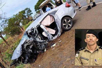 Comandante da PM de Planura morre após batida frontal na BR-364 -  (crédito: Redes Sociais/DivulgaÃ§Ã£o)