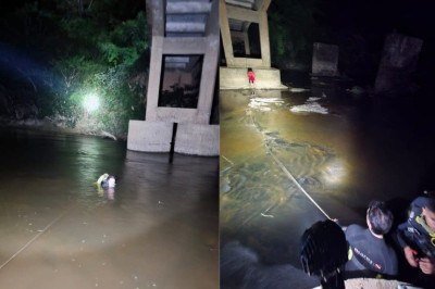 As buscas tiveram início ainda no sábado (17/1), com apoio de militares especializados em mergulho.  -  (crédito: CBMMG/Divulgação)