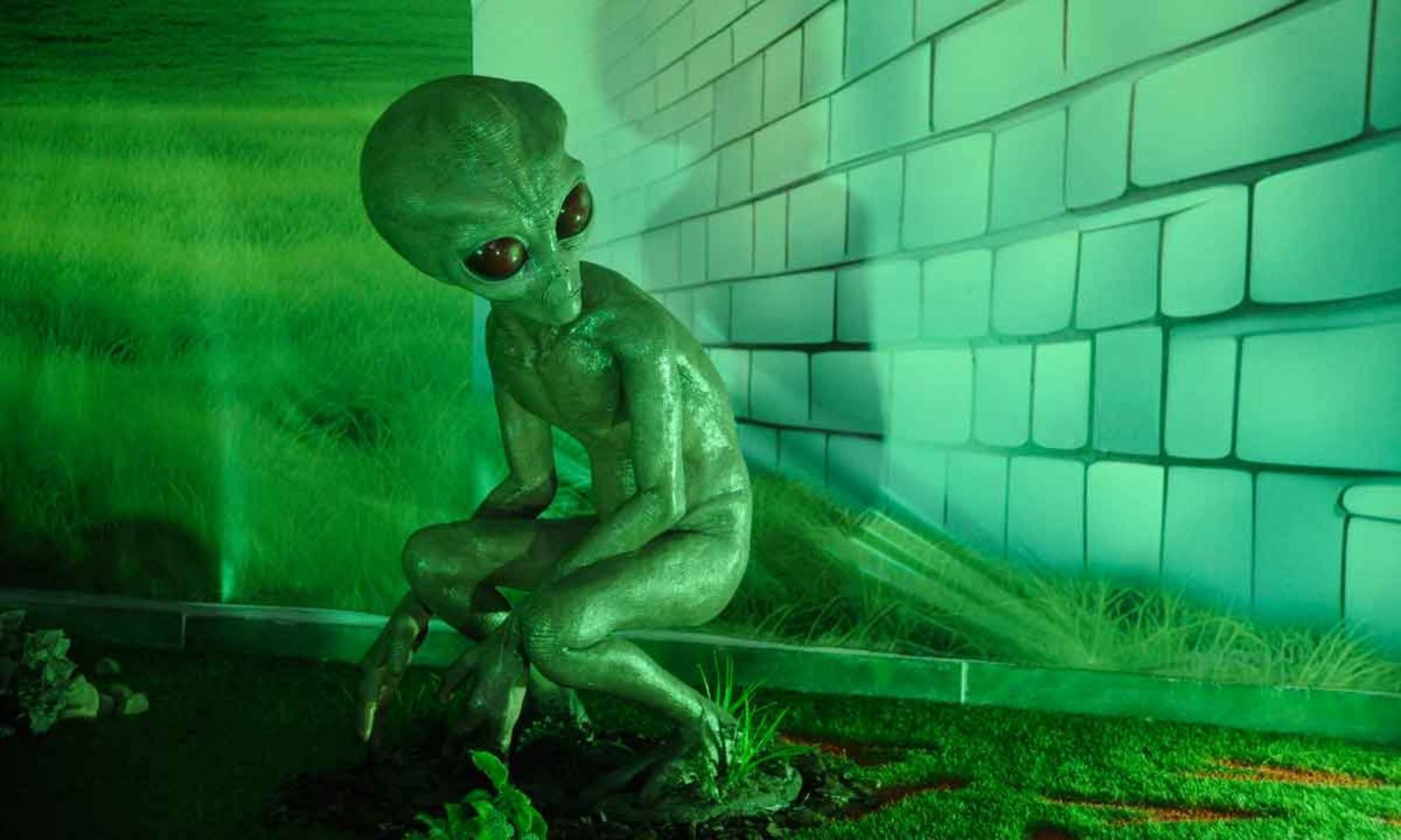 est&aacute;tua no Memorial reconstitui criatura descrita por tr&ecirc;s jovens de Varginha em 1996 e o ambiente em que o avistamento teria acontecido