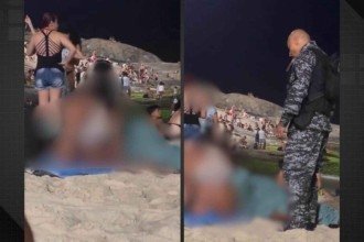 Vídeo: casal é abordado pela PM por "saliência" na praia do Arpoador