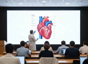 Aula de curso de Medicina; 16 faculdades mineiras estão entre o céu e o inferno na lista do MEC de avaliação da proficiência de alunos em conceitos apresentados em prova do Enamed -  (crédito: imagem gerada por inteligência artificial/Acervo Estado de Minas)