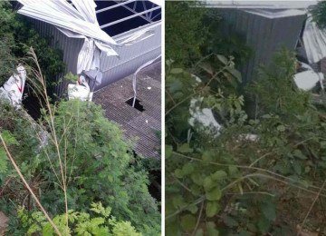 Avião de pequeno porte destruiu parte do teto de oficina; não houve vítimas -  (crédito: Divulgação)