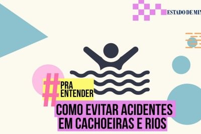 Saiba o que fazer para diminuir as chances de sofrer acidentes em rios, cachoeiras e trilhas
 -  (crédito: Arte EM)