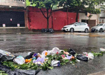 Lixo se acumula no bairro Coração Eucarístico, região Noroeste de BH, no segundo dia de paralisação de garis -  (crédito: Edésio Ferreira/EM/D.A Press)