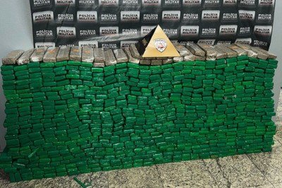 No total a PM apreendeu 694 tabletes de maconha -  (crédito: PMMG)