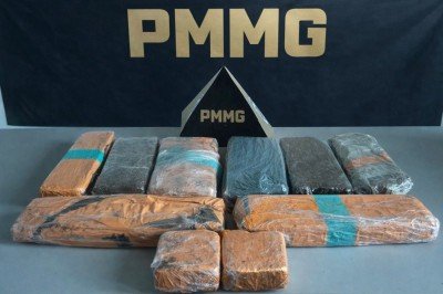 Suspeita transportava oito barras de maconha, al&eacute;m de dois pacotes da mesma droga prensada -  (crédito: PMMG/Divulga&ccedil;&atilde;o)