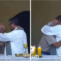 Avô recebe notícia da morte do neto durante missa e é acolhido por padre - Redes sociais / reprodução