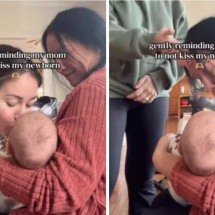 Mãe dá ‘tapa’ ao impedir avó de beijar bebê recém-nascido - TikTok / reprodução