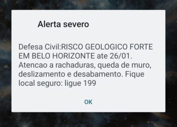 O cell broadcast é assim: rápido, direto, quase instintivo. É ele que possibilita os alertas da Defesa Civil -  (crédito: Reprodução)