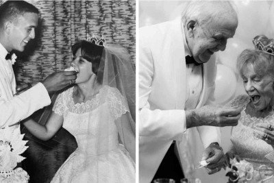 Casal recria fotos de casamento quase seis décadas depois -  (crédito: @nikkiryanphotography)