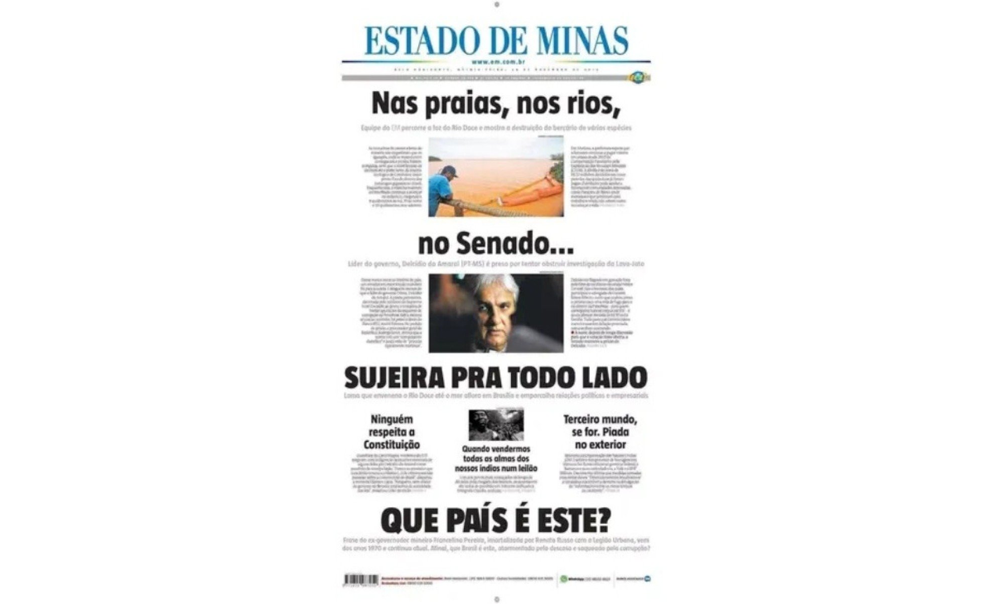Capa do jornal Estado de Minas-Estado de Minas