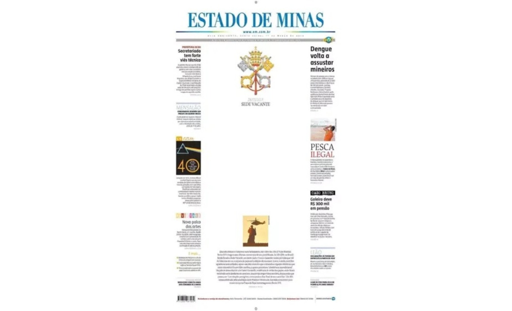 Capa do jornal Estado de Minas-Estado de Minas
