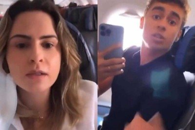 Ana Paula Renault e Nikolas protagonizaram discussão sobre transfobia em avião -  (crédito: Reprodução/Redes sociais)