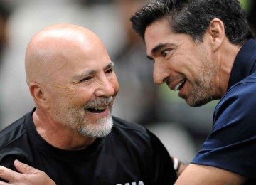 Em etapas diferentes do trabalho, os técnicos Jorge Sampaoli, do Atlético, e Abel Ferreira, do Palmeiras, se reencontraram logo na primeira rodada do Brasileiro'2026 -  (crédito: Alexandre Guzanshe/EM/d.a press)