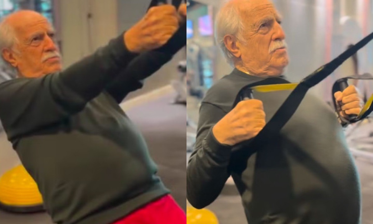 Aos 93 anos, o ator Ary Fontoura dá o exemplo de sua rotina de treinos na academia
- (crédito: Montagem/Reprodução @aryfontoura)