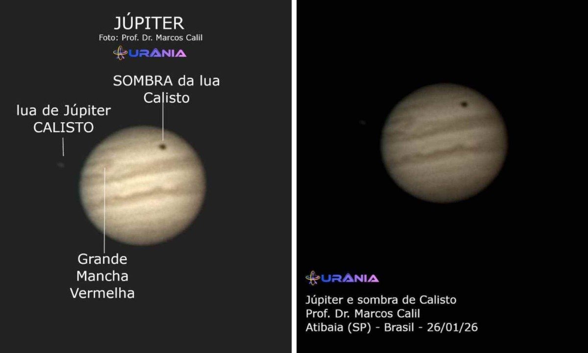 Planeta J&uacute;piter ser&aacute; visto como ponto luminoso ao lado da Lua